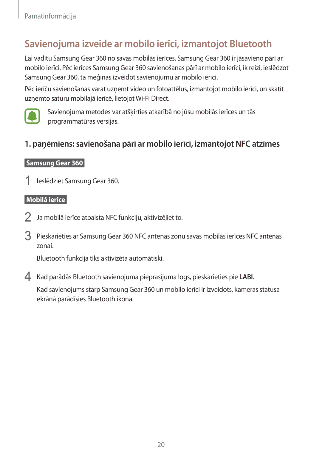 Samsung SM-C200NZWASEB manual Savienojuma izveide ar mobilo ierīci, izmantojot Bluetooth,  Mobilā ierīce  